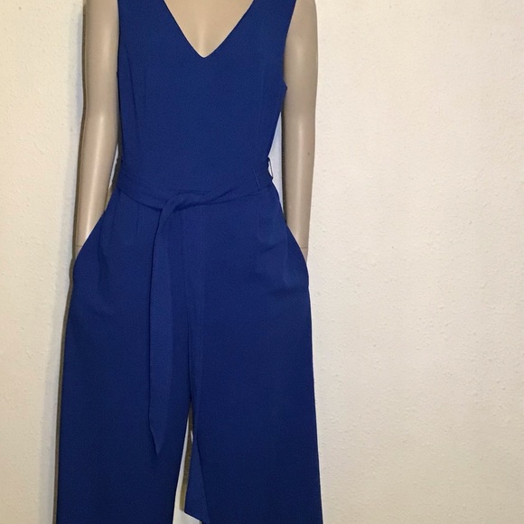 Calvin Klein blue cropped belted jumpsuit size 8 - Picture 3 of 7